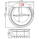 Hydrosan DELLA 916 Hydromassage-Badewanne mit braunem Deckel 170x170 cm