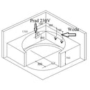 Hydrosan DELLA 916 Hydromassage-Badewanne mit schwarzer Verkleidung 170x170 cm