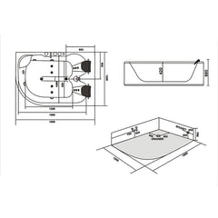 Hydrosan Hydromassage-Badewanne mit Heizung Carmen 631LH Links Weiß 180x120 cm – Vorschau 14