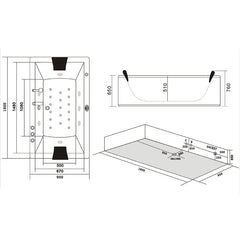 Hydrosan Hydromassage-Badewanne mit Heizung Ramona 640H Weiß 180x90 cm – Vorschau 14