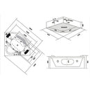 Hydrosan FLORES 601 WEISSE HYDRO-MASSAGE-BADWANNE 140x140 CM
