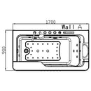 Hydrosan Nevada 912 Schwarze Hydromassage-Badewanne 170x90 cm