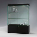ST-VITRINEN Ganzglas-Schrankvitrine mit Unterschrank [L] Schwarz