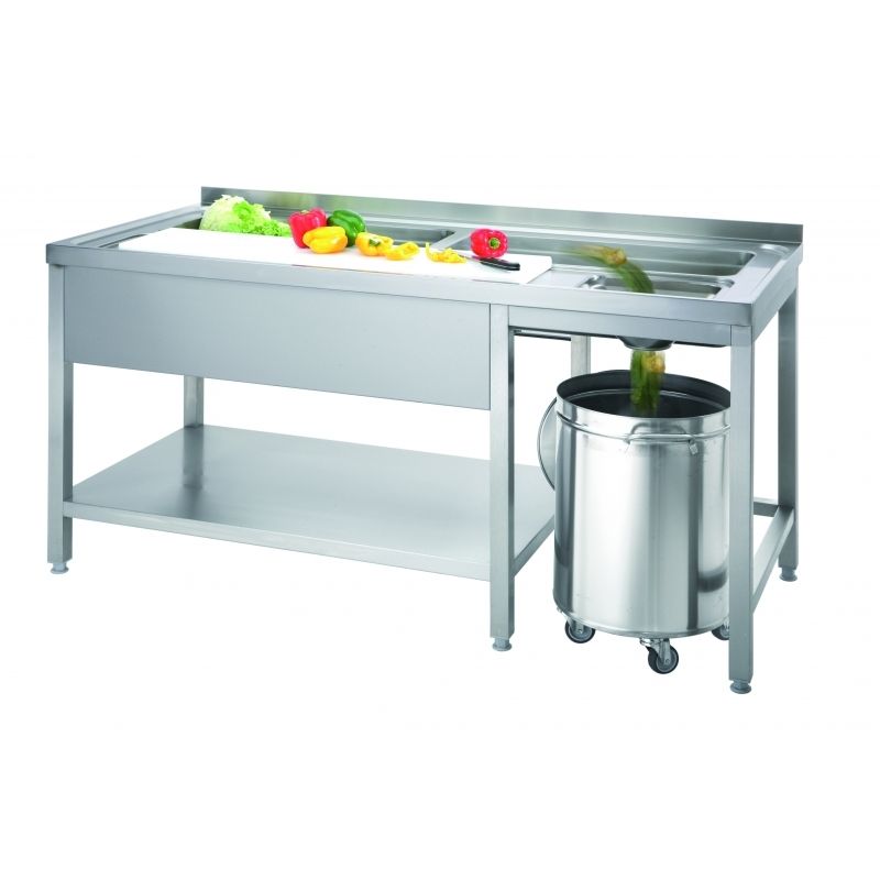 AfG Berlin Vvt167 Vegetable preparation table with 2 basins, base, and basin panel