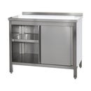 Edelstahl Arbeitsschrank mit Aufkantung, Türen und höhenverstellbaren Zwischenboden | Bautiefe 800mm |  AISI 304