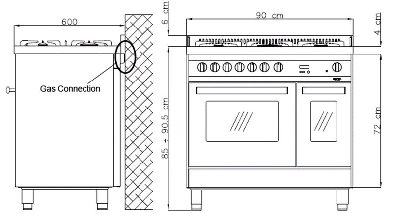 LOFRA - RAINBOW - SINGLE OVEN 90 cm - PBIG 96 MFT / C - Ivory 