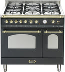 LOFRA - DOLCEVITA - DOUBLE OVEN 90 cm - RNMD 96 MFTE/ CI - Black - Brass Finish 