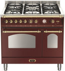 LOFRA - DOLCEVITA - DOUBLE OVEN 90 cm - RRD 96 MFTE / CI - Burgundy - Brass finish 