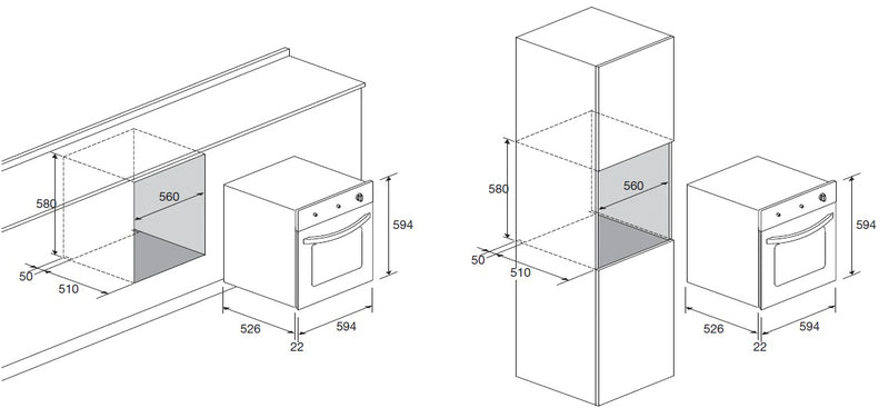 LOFRA - GAIA - GAS BUILT-IN OVEN 60 cm - FOS 66 GE - Inox 