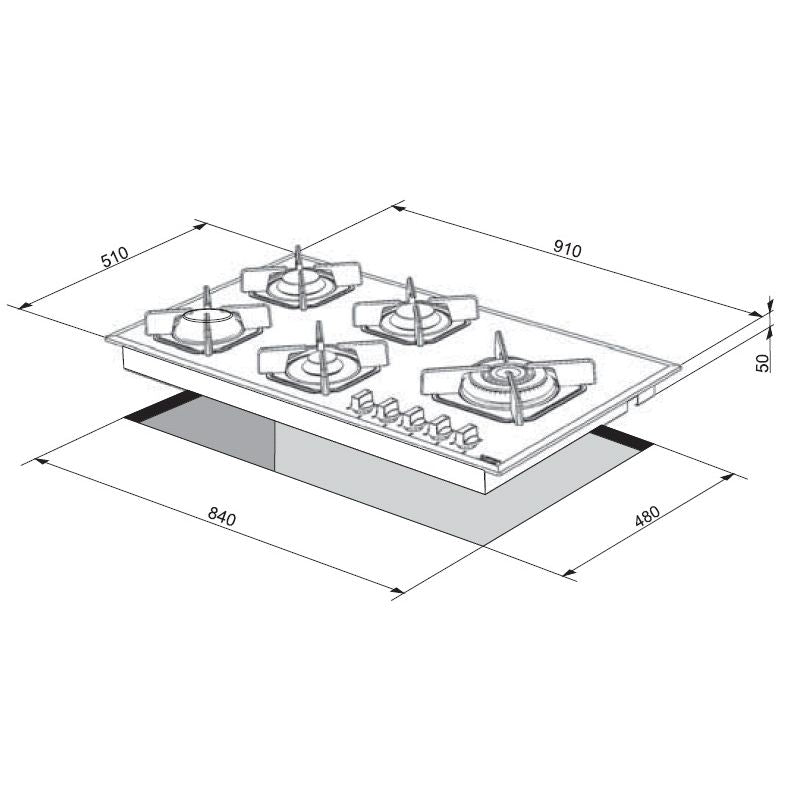 LOFRA - MARTE - GAS KOCHFELD 90 CM - HGN 9 E0 - BLACK - WOK ZENTRAL