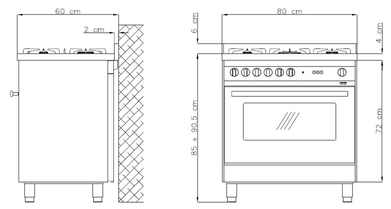 LOFRA - MAXIMA - SINGLE OVEN 80 cm - MG 86 MF/C - gas / electric - INOX 