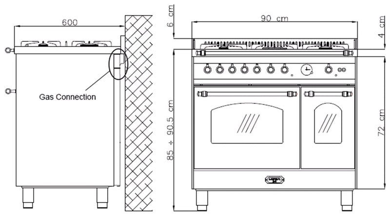 LOFRA - DOLCEVITA - DOUBLE OVEN 90 cm - RNMD 96 MFTE/ CI - Black - Chrome Finish 