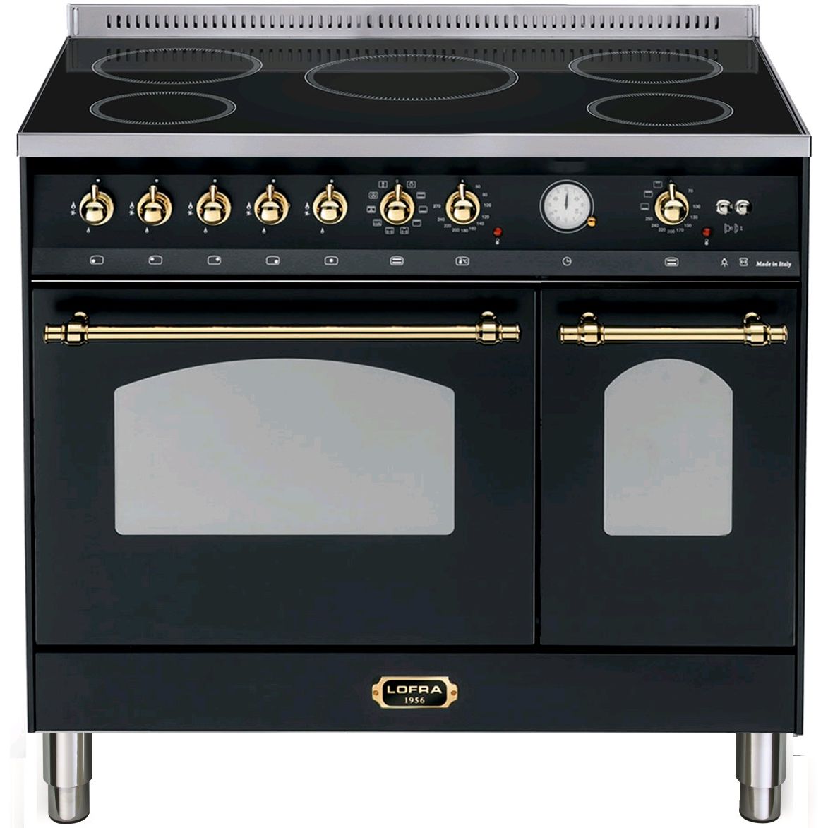 LOFRA - DOLCEVITA INDUZIONE - FORNO DOPPIO 90 cm - RNMD 96 MFTE/ 5I - Nero - Finitura Ottone