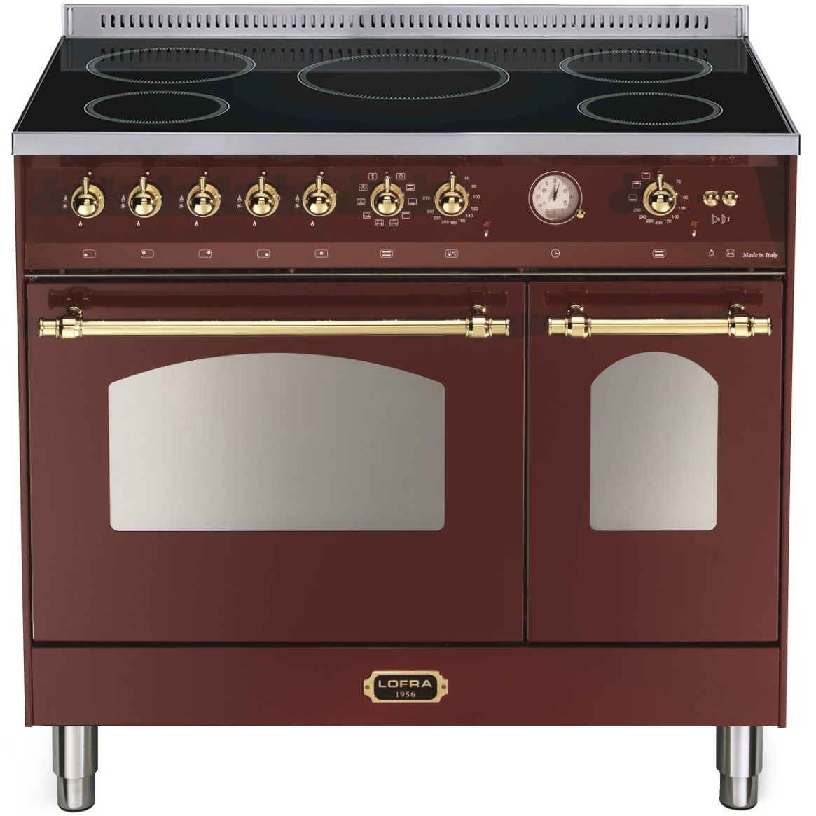 LOFRA - DOLCEVITA INDUKTION - DOUBLE OVEN 90 cm - RRD 96 MFTE/ 5I - Burgundy Messing Finish