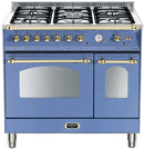 LOFRA - DOLCEVITA - DOUBLE OVEN 90 cm - RLVD 96 MFTE/ CI - LAVANDEL BLUE - Brass finish 