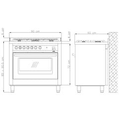 LOFRA - DOLCEVITA - SINGLE OVEN 90 cm - RLVG 96 MFT / CI - Lavandel Blue - Messing Finish – Vorschau 4