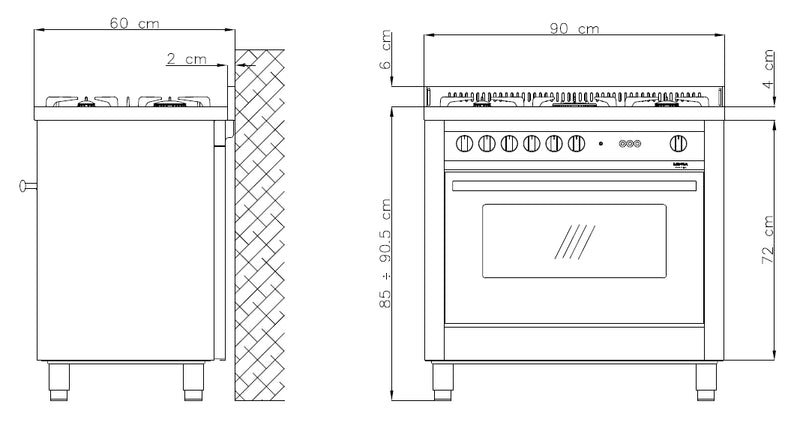 LOFRA - MAXIMA - SINGLE OVEN 90 cm - MG 96 MF/C - gas / electric - INOX 