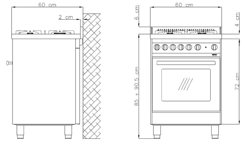 LOFRA - MAXIMA - SINGLE OVEN 60 cm - M 66 GV/ C - GAS / GAS 