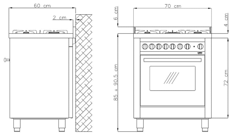 LOFRA - MAXIMA - SINGLE OVEN 70 cm - M 76 GV/ C - GAS / GAS 