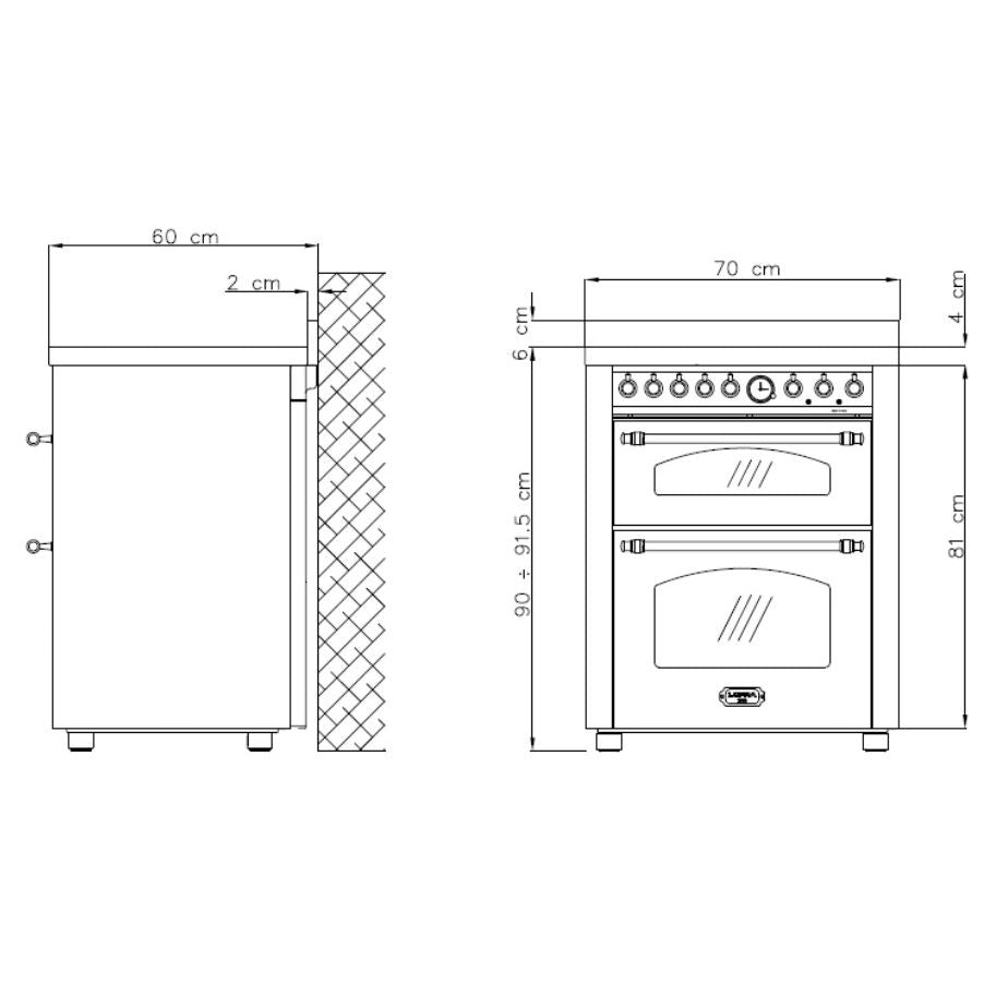 LOFRA - DOLCEVITA INDUKTION - DOUBLE OVEN 70 cm - RNMUD 76 MFTE/ 4I - Black Messing Finish