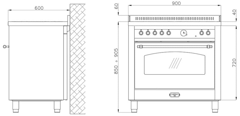 LOFRA - DOLCEVITA INDUCTION - SINGLE OVEN 90cm - RBIG 96 MFT/ 5 I - Ivory brass finish 