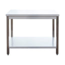 Edelstahl Arbeitstisch verschweißt | Bautiefe 600mm | mit Grundboden | AISI 304