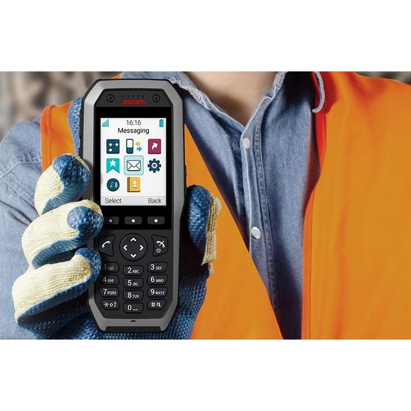 ASCOM d83 Talker - Widerstandsfähiges DECT-Handset (2,4" LED-Farbdisplay | Bluetooth | Adaptive Rauschunterdrückung | Breitbandaudio | IP65) - in schwarz