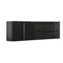 Flaschenkühltisch 600 Liter | Schwarz | 2 Türen + 4 Schubladen | 2545 x 520 x 840 mm