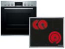 Bosch HND411LR62 Set Einbauherd HEA513BR2 Edelstahl +  Glaskeramikkochfeld NKN645GA2E autark