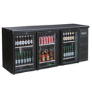Flaschenkühltisch 355 Liter | Schwarz | 3 Glastüren | 2000 x 530 x 870 mm