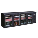 Flaschenkühltisch 484 Liter | Schwarz | 4 Glastüren | 2540 x 530 x 870 mm