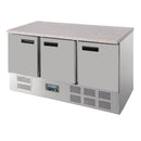 Polar Serie G Thekenkühltisch mit Marmorarbeitsfläche 3-türig 368Ltr
