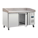 Polar Serie G 2-türiger Pizzakühltisch mit Marmorfläche 428Ltr