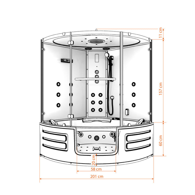Acqua Vapore Dampfdusche Whirlpool Dusche Duschkabine K70-SW-EH-SC 150x150cm aktive Schlauch-Reinigung