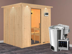 Karibu Sauna Daria Plug & Play 3,6 kW Bio Ofen, ext. Steuerung - ohne Dachkranz - Klarglas Ganzgla – Vorschau 2