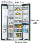 Hitachi Side by Side Kühlschrank R-MX700GVRU0-GBK , 3 Türen, 92 cm, 700 Liter, Schwarz Glas