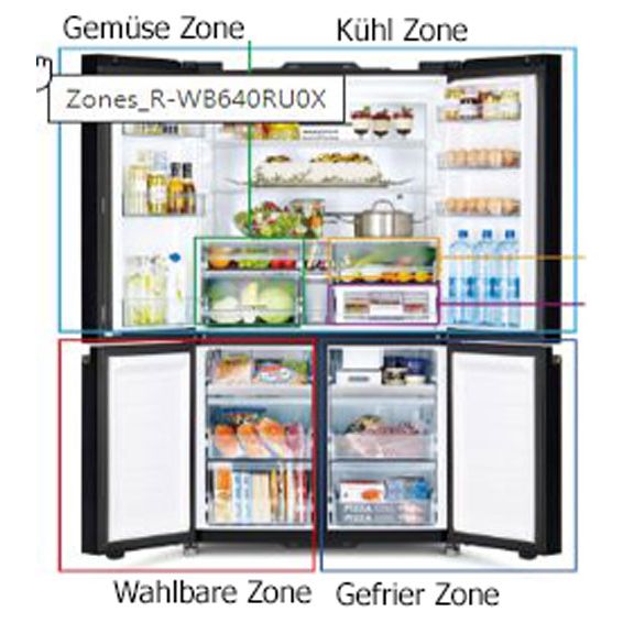 Hitachi French Door Kühlschrank R-WB640VRU0X-MGW , 4Türen, 90 cm, 640 Liter, Matt Weiß