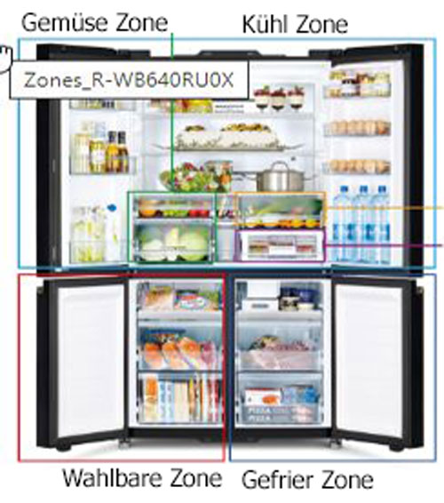 Hitachi French Door Kühlschrank R-WB640VRU0X-MGW , 4Türen, 90 cm, 640 Liter, Matt Weiß