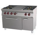 Casselin Gasherd mit 4 Kochstellen und 1 Coup de Feu-Platte mit Gasofen GN 1/1 HP 120 - L