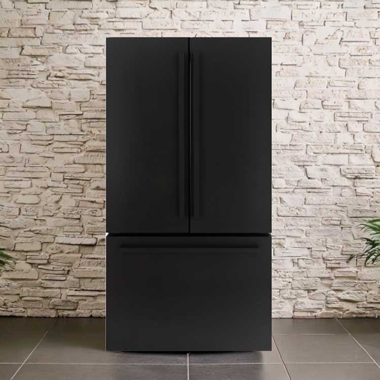 General Electric IO Mabe French Door Kühlschrank IWO19JSPF 8BM-DBM, 85 cm, 527 Liter, Mattschwarz Freistehend