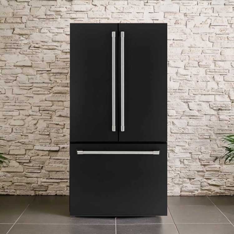 General Electric IO Mabe French Door Kühlschrank IWO19JSPF 8BM, 85 cm, 527 Liter, Mattschwarz Freistehend