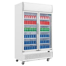 Polar Serie G Zweitürige Displaykühlung mit Leuchtkasten 950L Schwingtüren