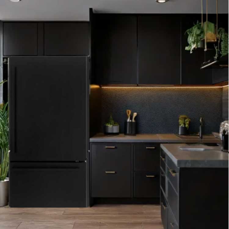 General Electric IO Mabe Big Door Kühlschrank ICO19JSPF 3BM-DBM, 84 cm, 527 Liter, Mattschwarz Einbau