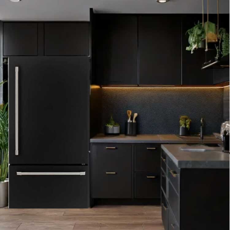 General Electric IO Mabe Big Door Kühlschrank ICO19JSPF 3BM, 84 cm, 527 Liter, Mattschwarz Einbau