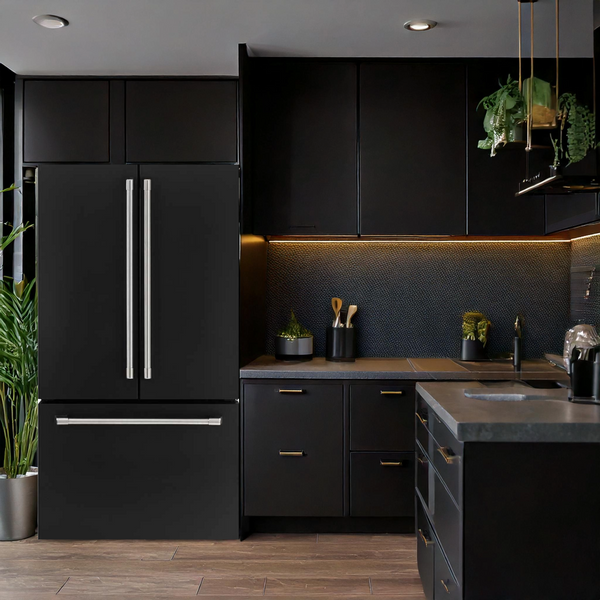 General Electric IO Mabe French Door Kühlschrank IWO19JSPF 3BM, 84 cm, 527 Liter, Mattschwarz Einbau