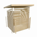 Karibu Gartensauna "Saunahaus Joost 1 mit Vorraum naturbelassen / 9kW Bio-Ofen + HUUM WIFI Steuergerät Sparset" 4 Personen