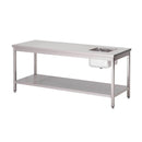 Gastro M Arbeitstisch mit Spülbecken und Regalboden 85(h)x140(b)x70(d)cm