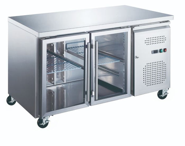 MAXIMA Gastro Kühltisch - 136 cm - 2 Glastüren