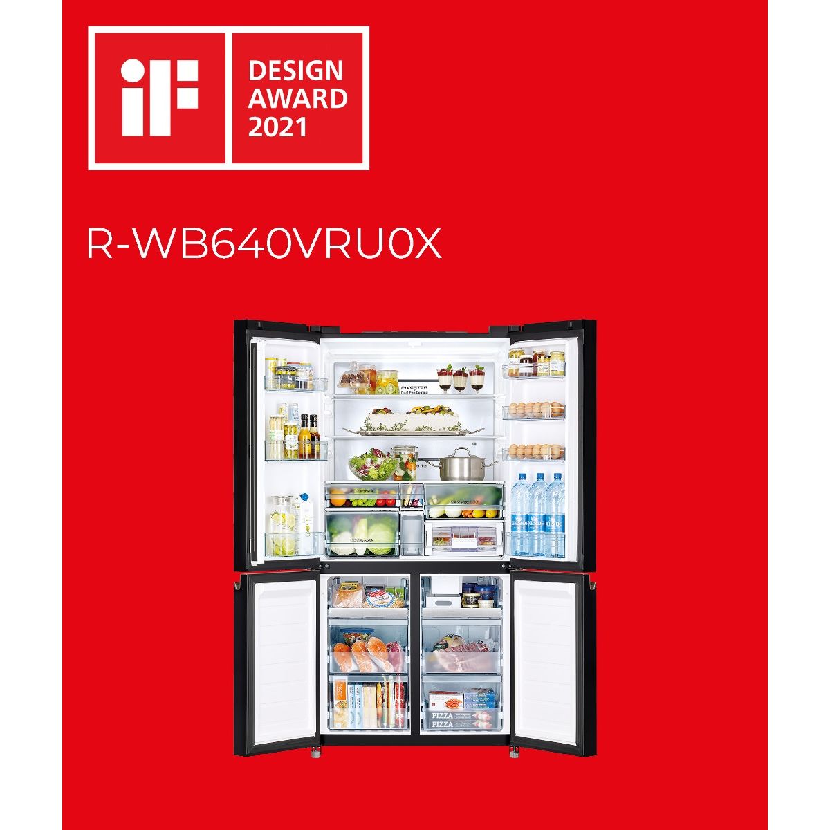 Hitachi French Door Kühlschrank R-WB640VRU0X-MGW , 4Türen, 90 cm, 640 Liter, Matt Weiß