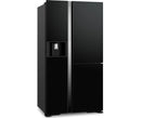 Hitachi Side by Side Kühlschrank R-MX700GVRU0-GBK , 3 Türen, 92 cm, 700 Liter, Schwarz Glas